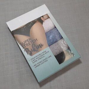 5PK Felina Box sz:L XL Women's Super Stretch Bikini Wide Lace Waistban Underwear